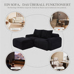 Modular 2-Seater Sofa with Ottomans, Cup Holders and Storage Pockets, Black Corduroy