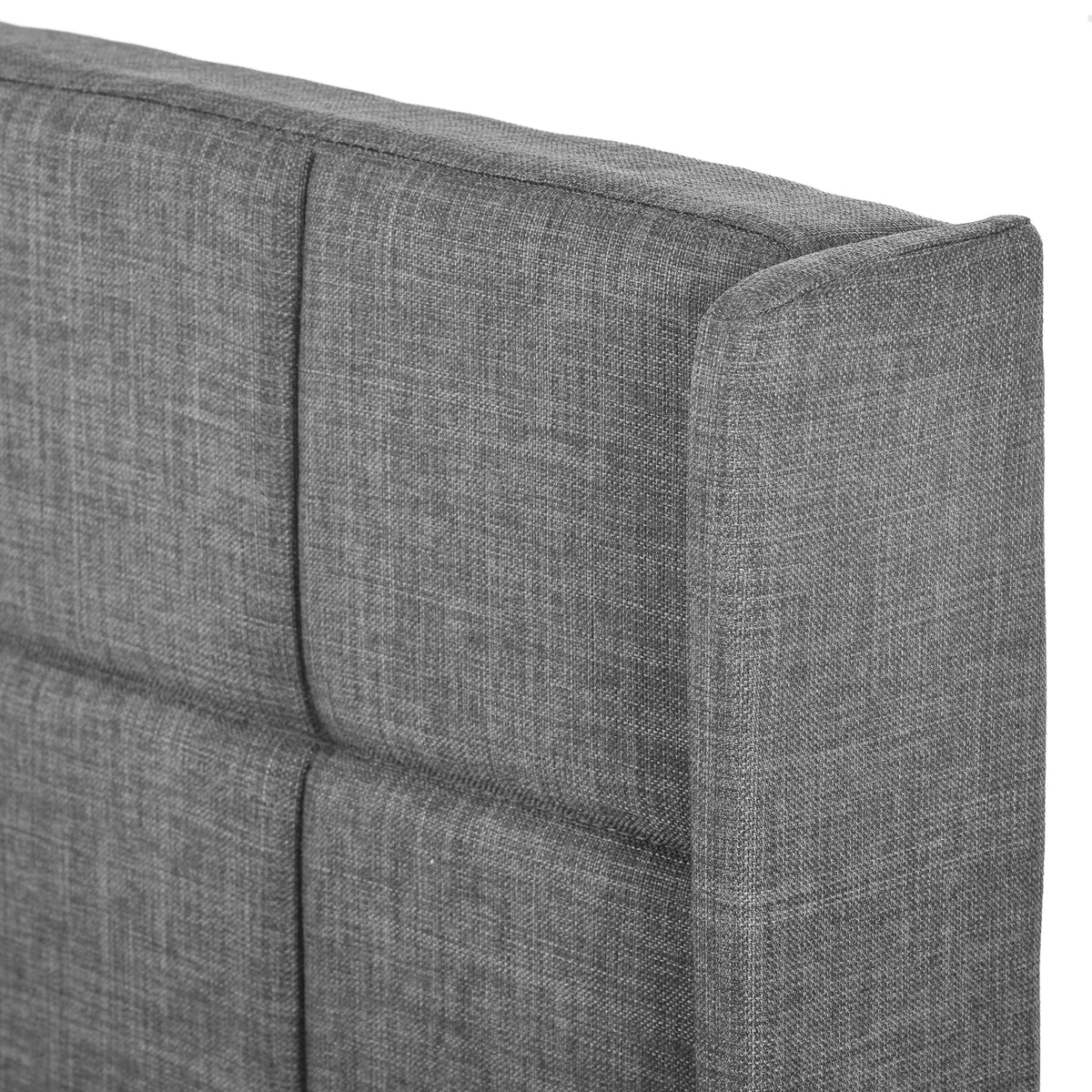 Upholstered Bed with Headboard, Slatted Frame, 140x200cm, Grey Linen