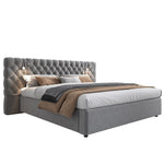Upholstered Hydraulic Storage Bed 180x200 LED, Grey Velvet