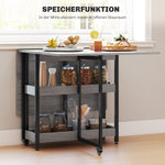 Folding Dining Table, 2-4 People Mobile with 2 Open Shelves, Gray