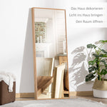 Full Length Wall Mirror, 125x45cm, Wooden Frame in Natural