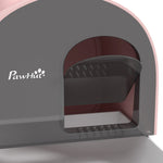 Cat Litter Box, Lid, Scoop, Dirt Trap Mat, Plastic, Pink/Black