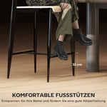 Bar Stool Set of 2, Footrest, 66cm Height, Industrial Design, Natural Wood + Black