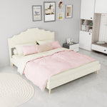 Modern Minimalist Soft Bed with 160x200cm Mattress, Beige