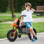 Electric Motorcycle for Children with Music and Training Wheels, 12V, Orange
