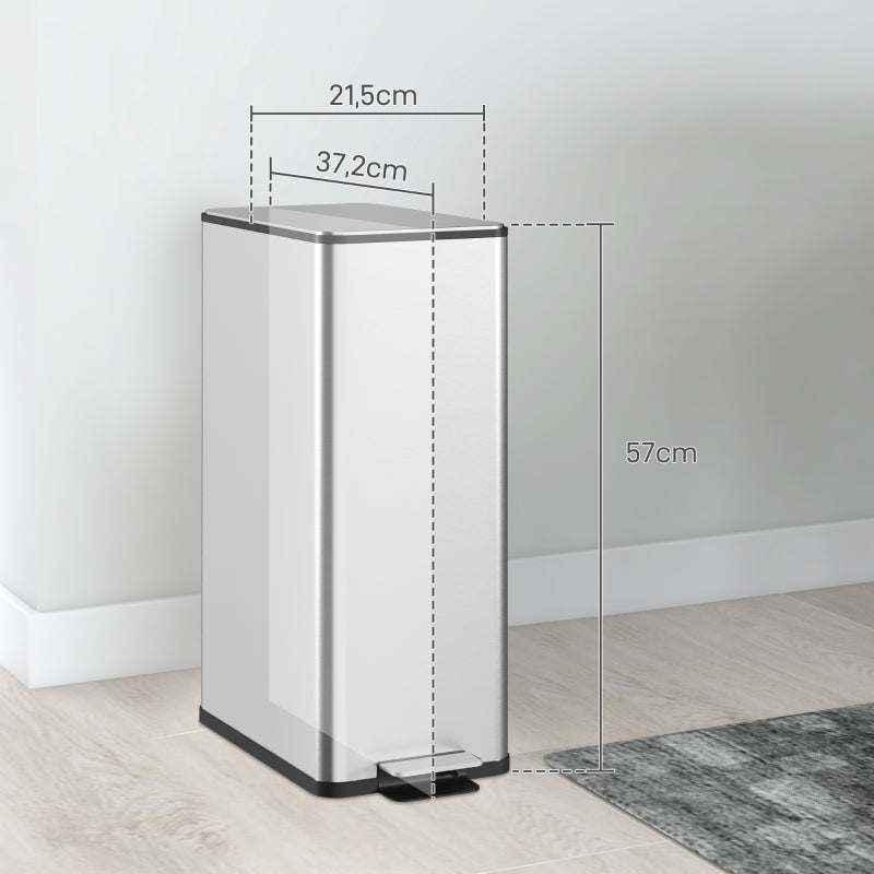 Trash Can 20L Pedal Bin with Lid, Stainless Steel