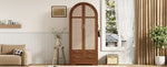 Modern Wardrobe with Curved Doors, Clothes Rail and Drawers, Walnut MDF
