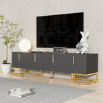 TV Lowboard Textured Door Gold Handles Gold Feet