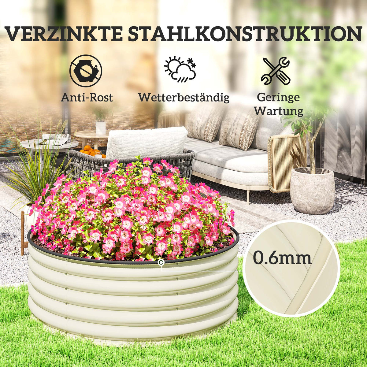 Raised Bed, Steel, 120x120x43cm, Steel