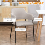 Dining Chairs Set of 2, Upholstered Steel Legs, Beige