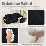 3-Seater Corduroy Sofa Sleeper Hydraulic Chaise Storage Cup Holders USB-C Corduroy