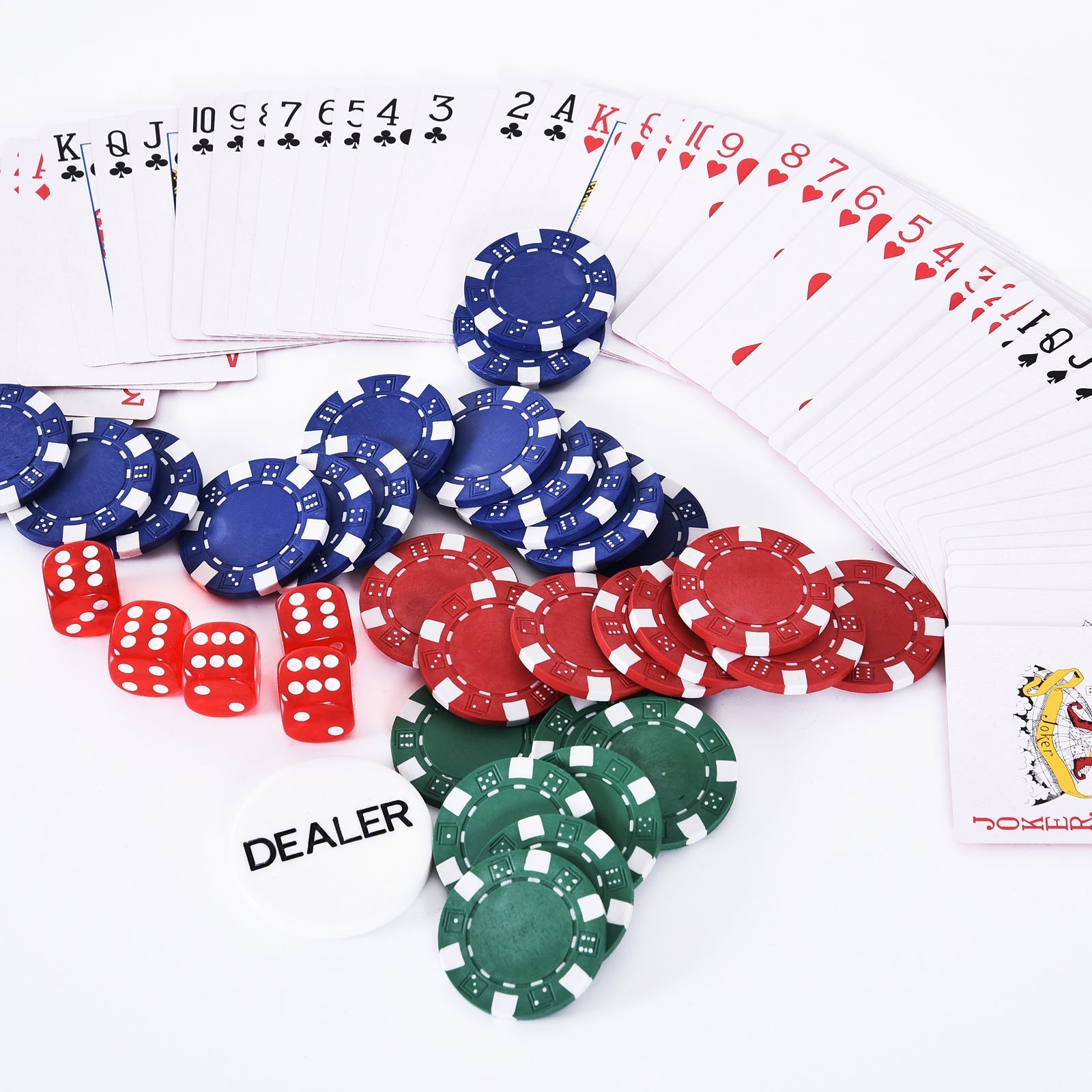 Poker case set 300 chips 2 decks of cards 5 dice aluminum