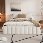 Upholstered Bed 140x200cm with Slatted Base and 4 Storage Drawers, Beige Velvet