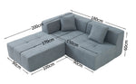 Shaped Convertible Modular Couch 3-Seat Boneless No Assembly - Gray