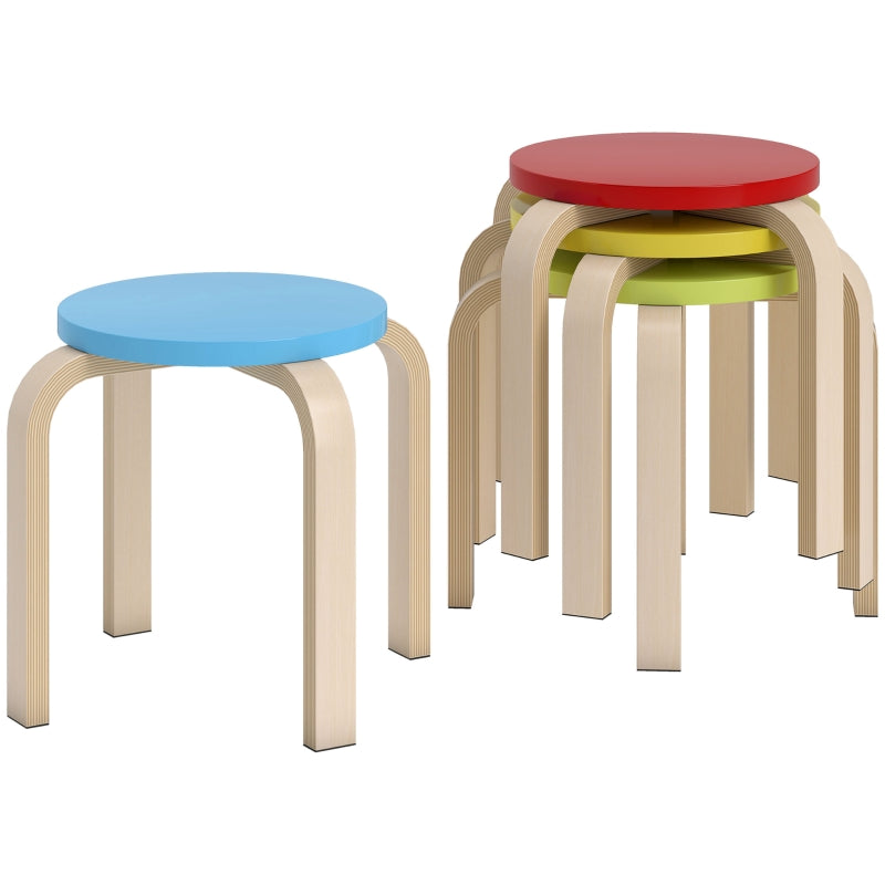 Stacking Stools, 4-pack with Felt Foot Pads, Birch Plywood