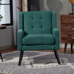 Upholstered Armchair with Buttoned Padding and Solid Wood Legs, Suede Black
