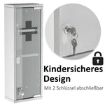 Medicine Cabinet First Aid Cabinet 20x12x58cm Home Office Stainless Steel Silver
