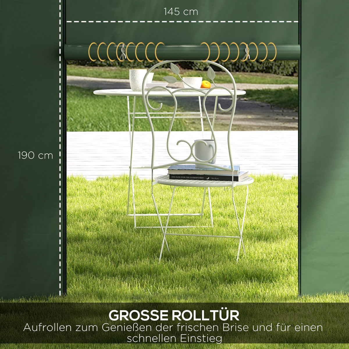 Gazebo Side Panels, 2 Piece with Window, Waterproof, Green Oxford Fabric