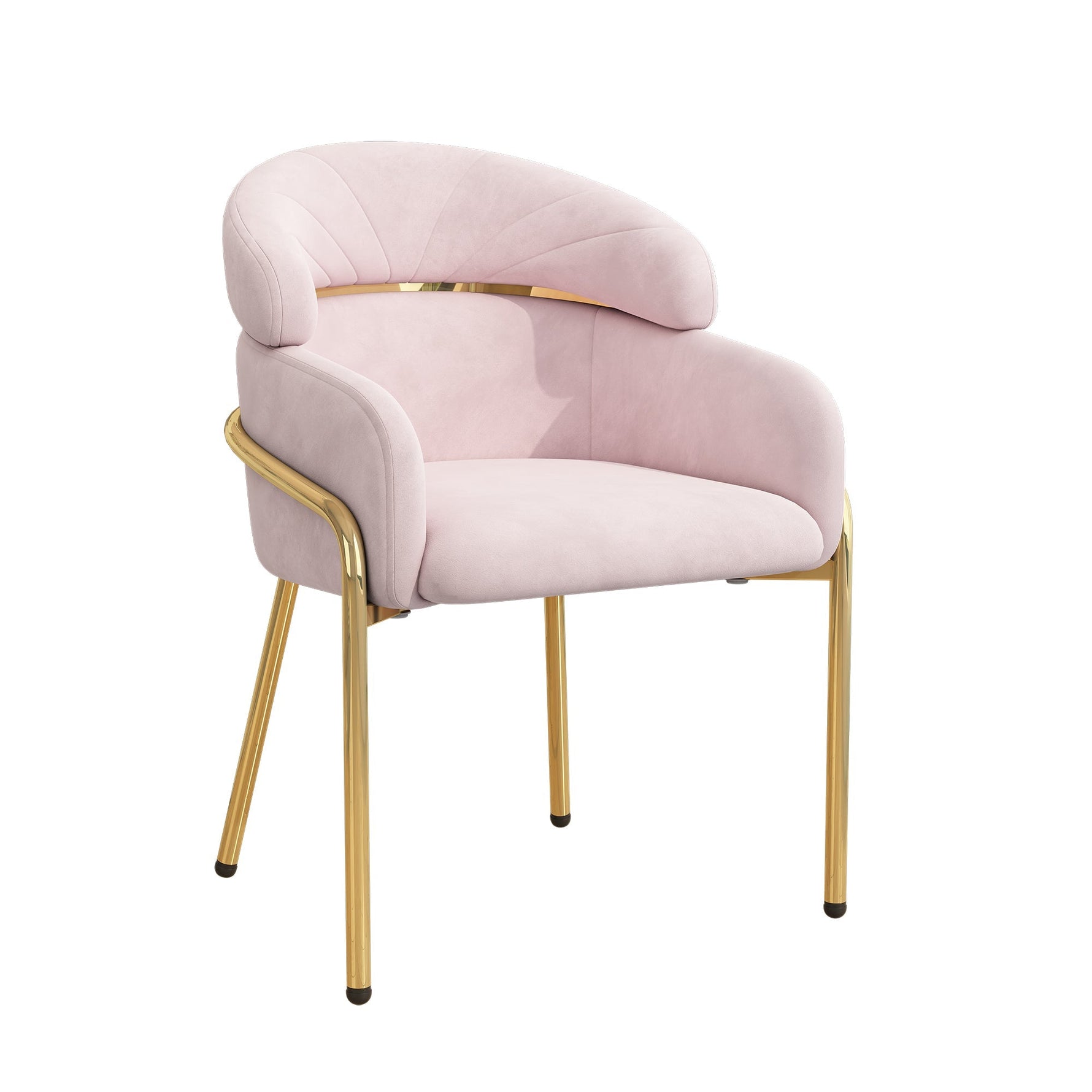 Dining Chair Single Light Luxury with Metal Legs Velvet Pink