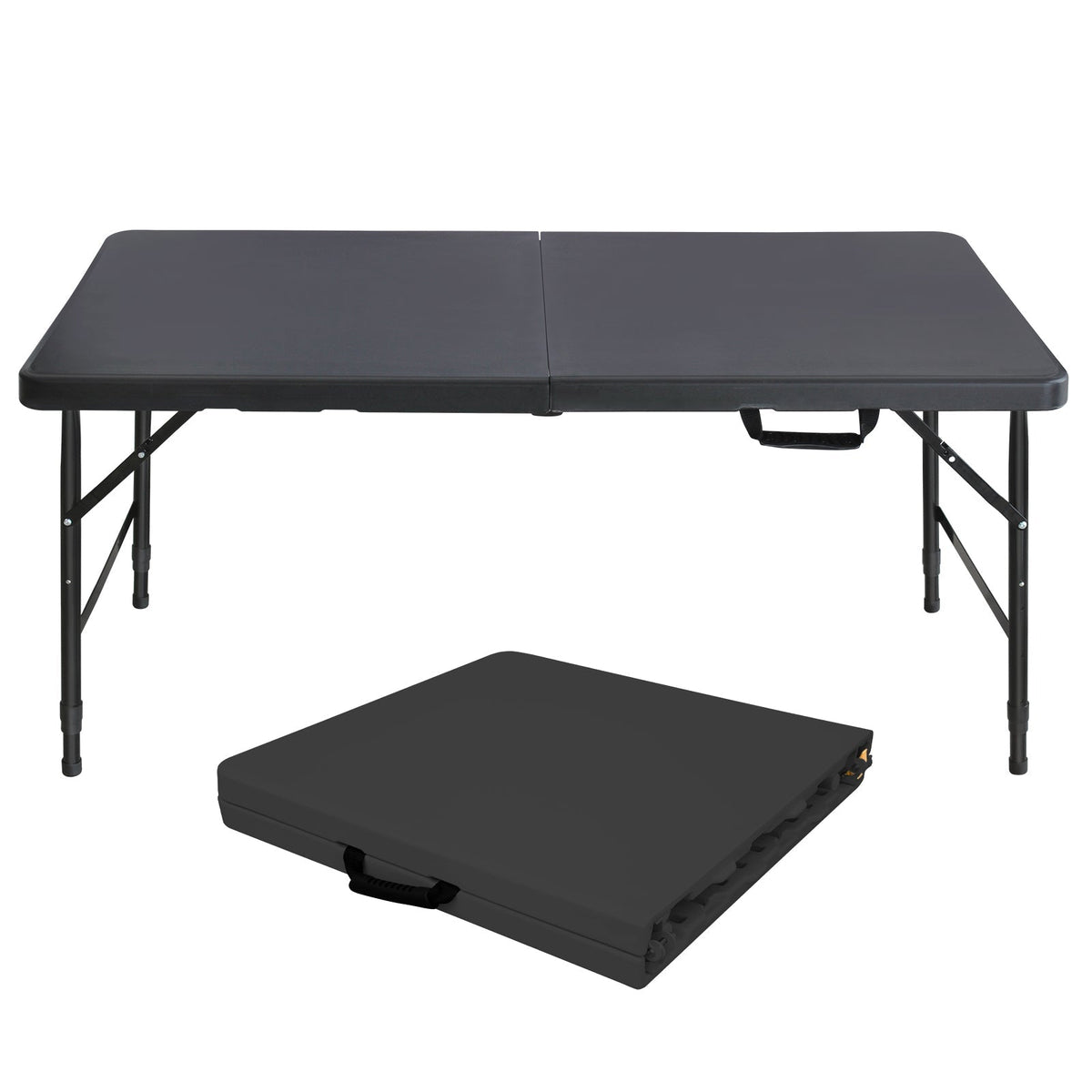 Folding Table 125cm, Portable Heavy Duty, Black