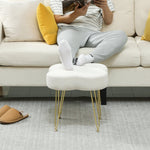 Footstool, Cloverleaf Shape, Fabric, Cream White