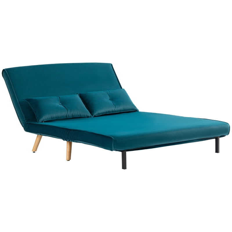 2-seater Sofa Bed, Convertible with Adjustable Backrest, Dark Green Fabric