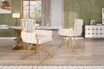 Velvet Dining Chair Set of 4, Luxury Swivel Armchair with Metal Legs, Beige Velvet