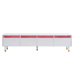 TV Cabinet 178cm, Minimalist Design, 4 Drawers, White MDF & Acrylic