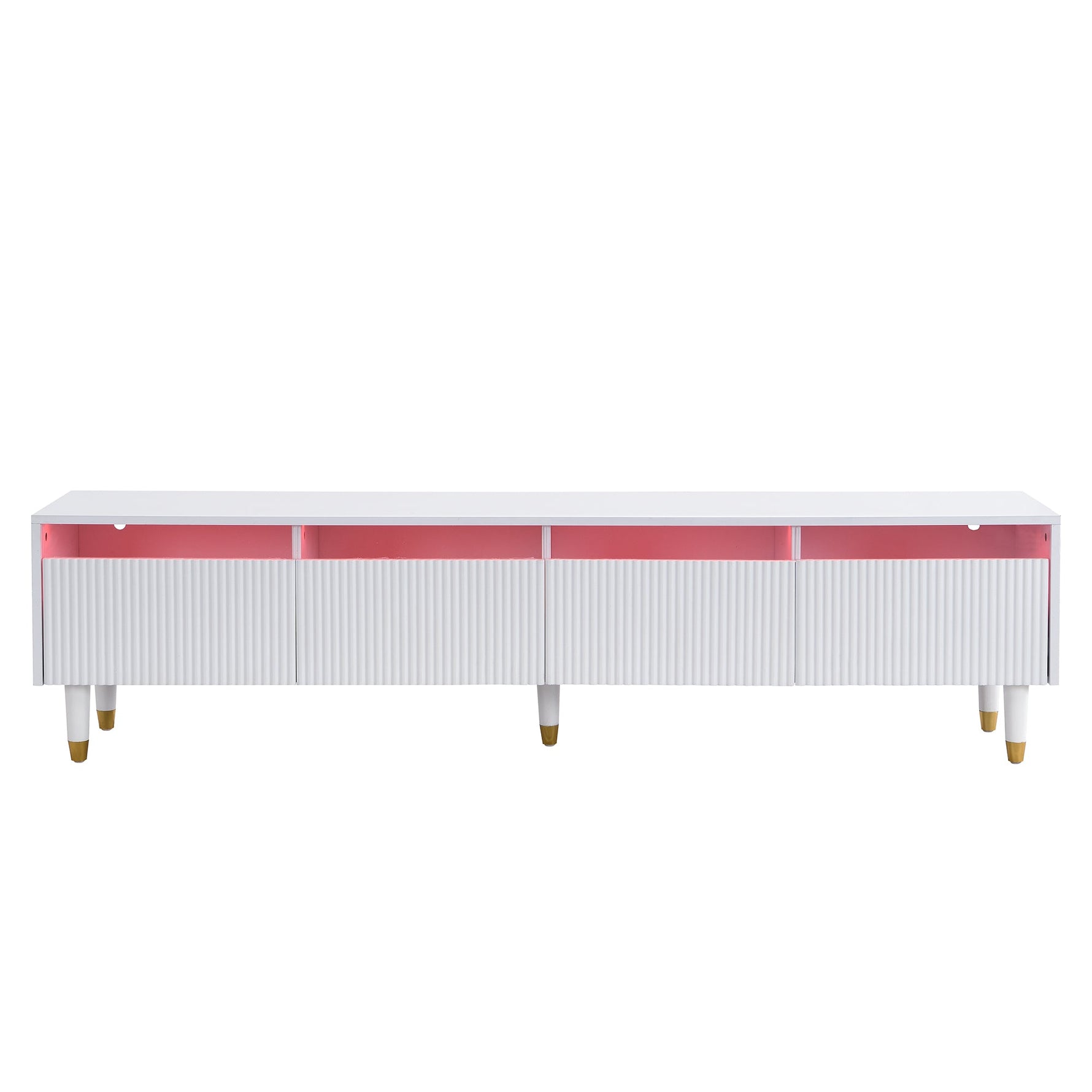 TV Cabinet 178cm, Minimalist Design, 4 Drawers, White MDF & Acrylic