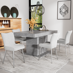 Velvet Dining Chair, Set of 2 with Silver Metal Legs and Lumbar Support, Grey Velvet