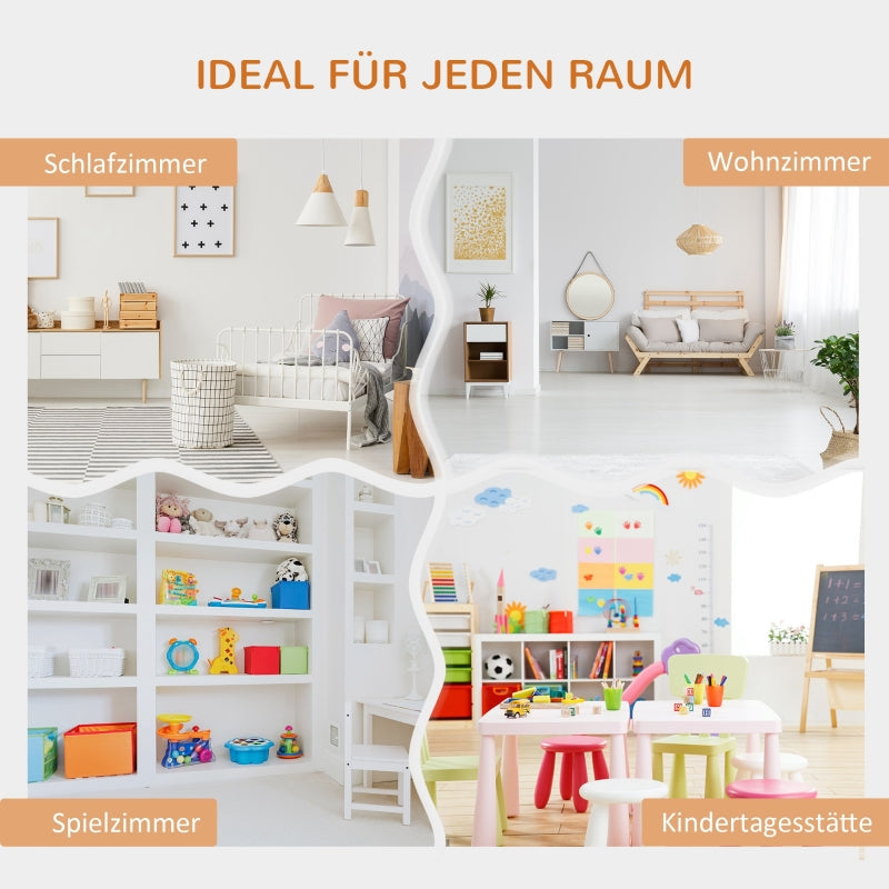 Children's Shelf Bookcase, 6 Compartments, Toy Box, White+Gray