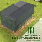 Raised Garden Bed, Steel, Bird Netting, 230x110x110cm, Dark Grey