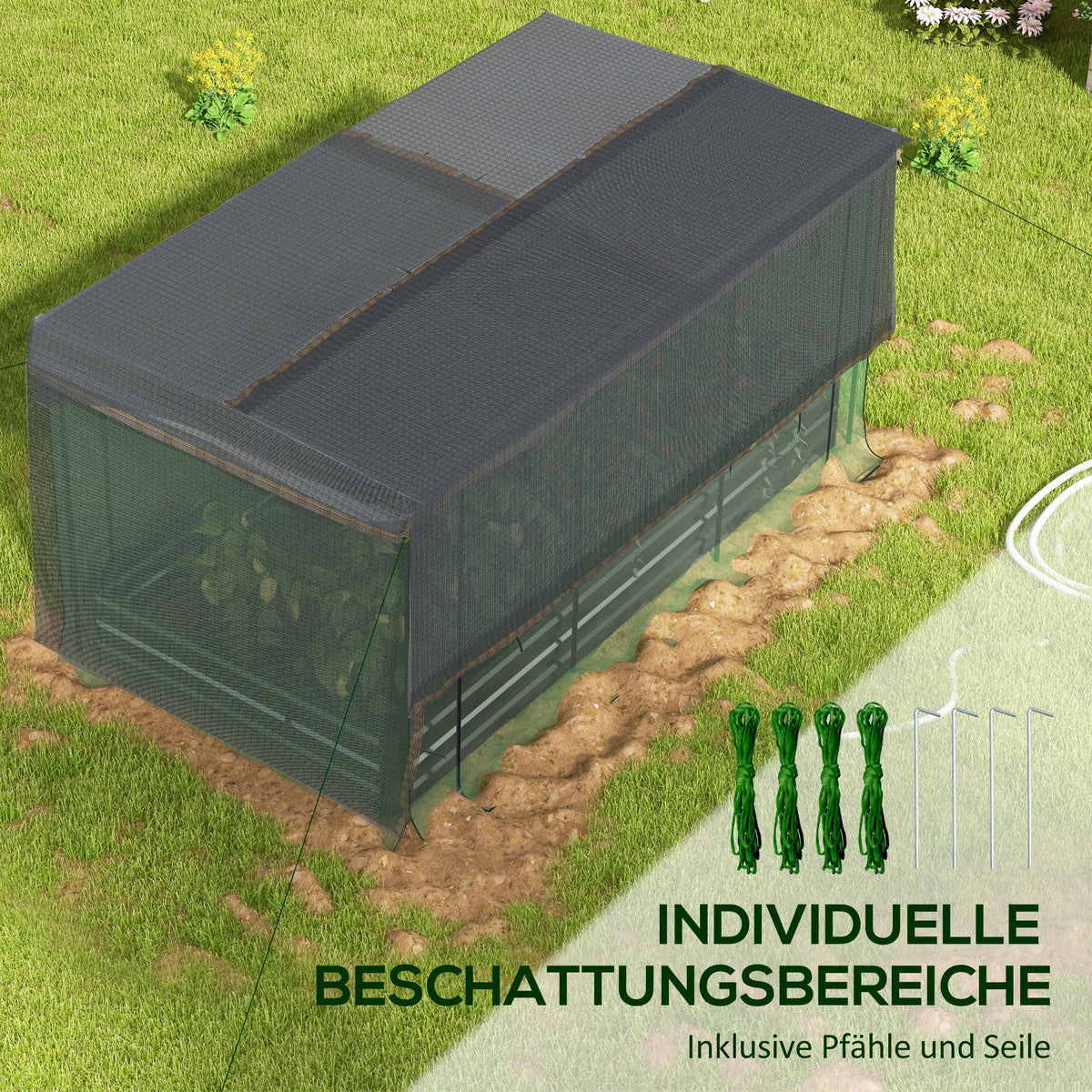 Raised Garden Bed, Steel, Bird Netting, 230x110x110cm, Dark Grey