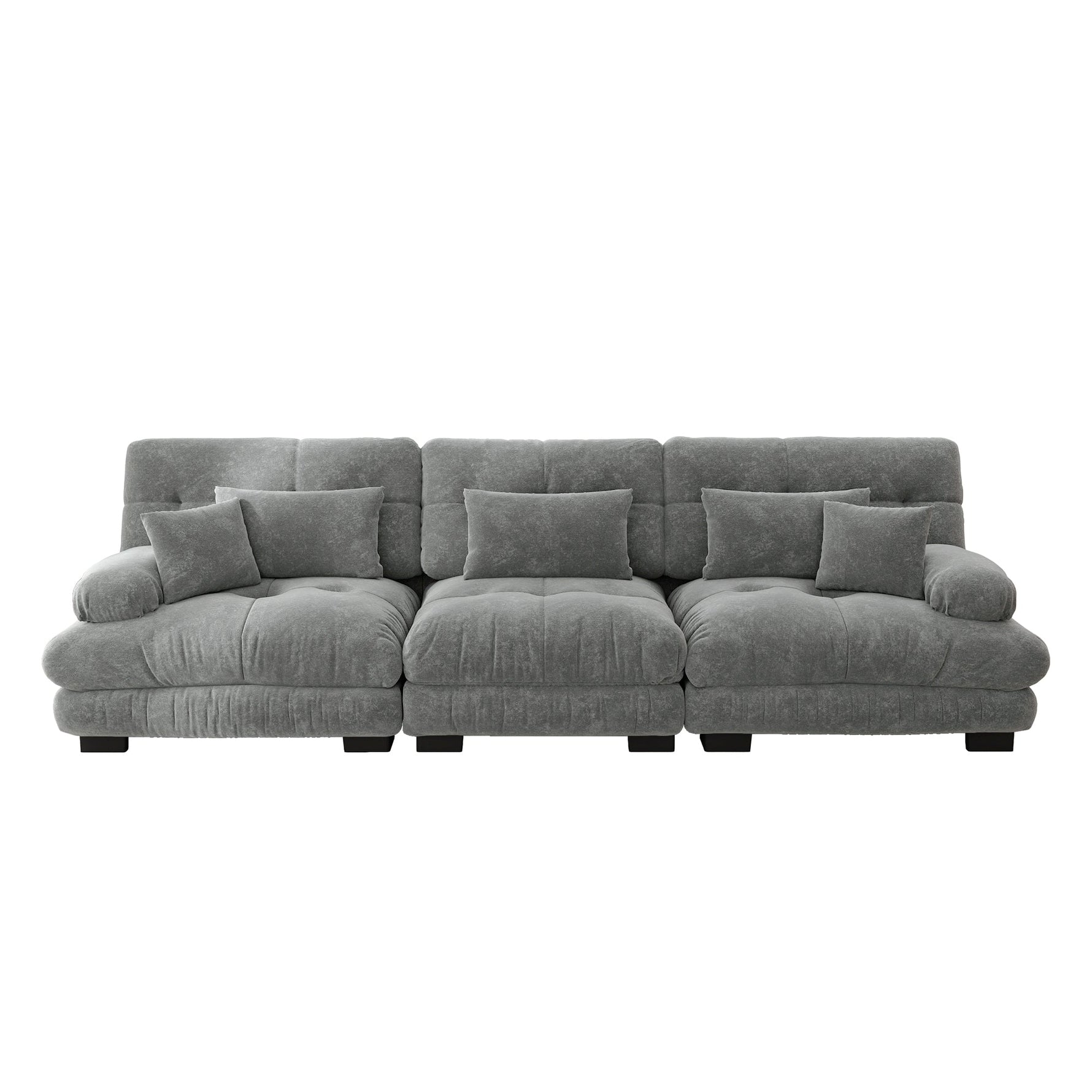 3-Seater Modular Corner Sofa, Deep Seat Sofa Bed, Chenille Grey
