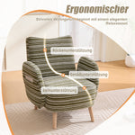 Modern Armchair with Side Pocket and Solid Wood Legs, Circular Pattern Fabric