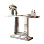 Mirrored Console Table 120cm Modern U-Shape - Silver