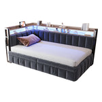Upholstered Sofa Bed 90x200cm with Pull-Out Bed, Dark Grey Velvet