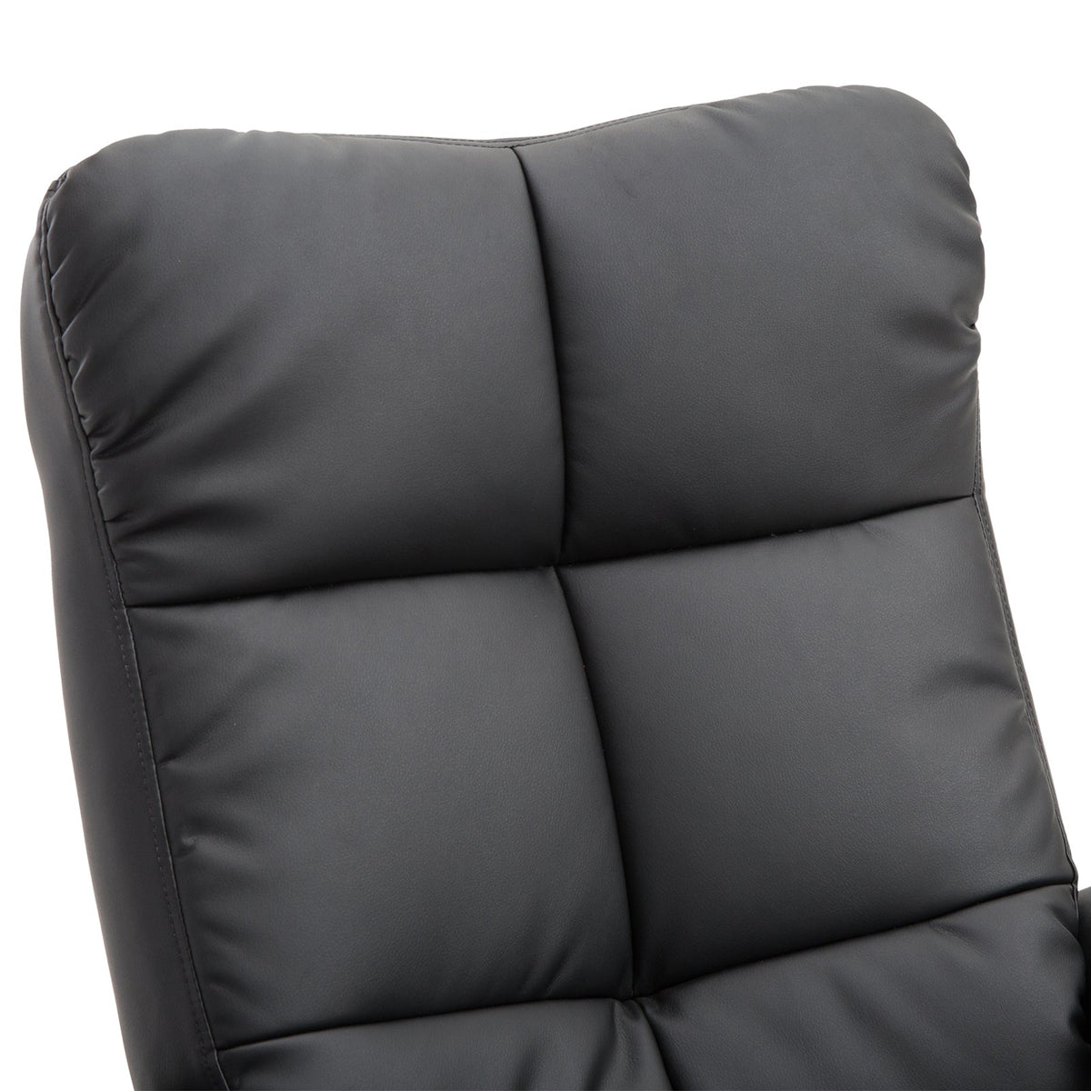 Reclining Armchair with Footstool, 360° Swivel TV Armchair, PU Leather Black