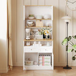 Dining Room Sideboard Buffet with 2 Drawers 4 Doors - White