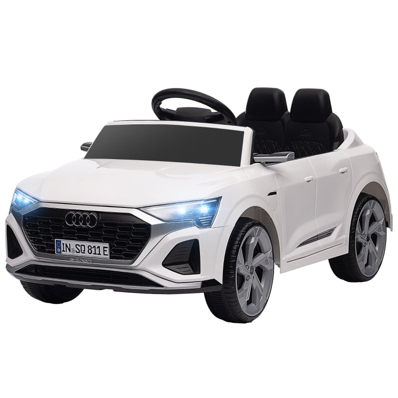 AIYAPLAY Electric Ride-On Car, 12V Audi Q8 with remote control, headlights, music, white