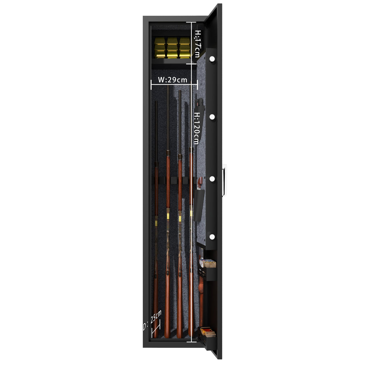 Gun Cabinet 5 Long Guns Rifles Pistols Quick Access Steel Safe 138x30x30cm