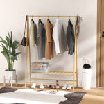 Bamboo Coat Rack, Clothes Rack with Shelves & Hooks, Natural Wood
