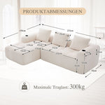 Compact Modular Sofa with Side Pocket, Cup Holder & 3 Cushions - Corduroy Beige
