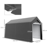 Garage Tent 2.1x3.6m Storage UV Protection Water-Repellent, Dark Grey