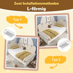 L-Shaped Sofa Bed with Pull-out Bed, Crown Lattice Design, 90x200cm, Beige Velvet