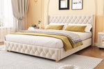 Upholstered Bed 180x200cm with Headboard Light Beige Velvet