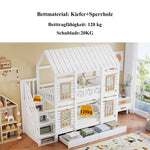 Bunk Bed Children's 90x200cm Safety Rail Storage Drawers Stairs, Pine+MDF White/Natural