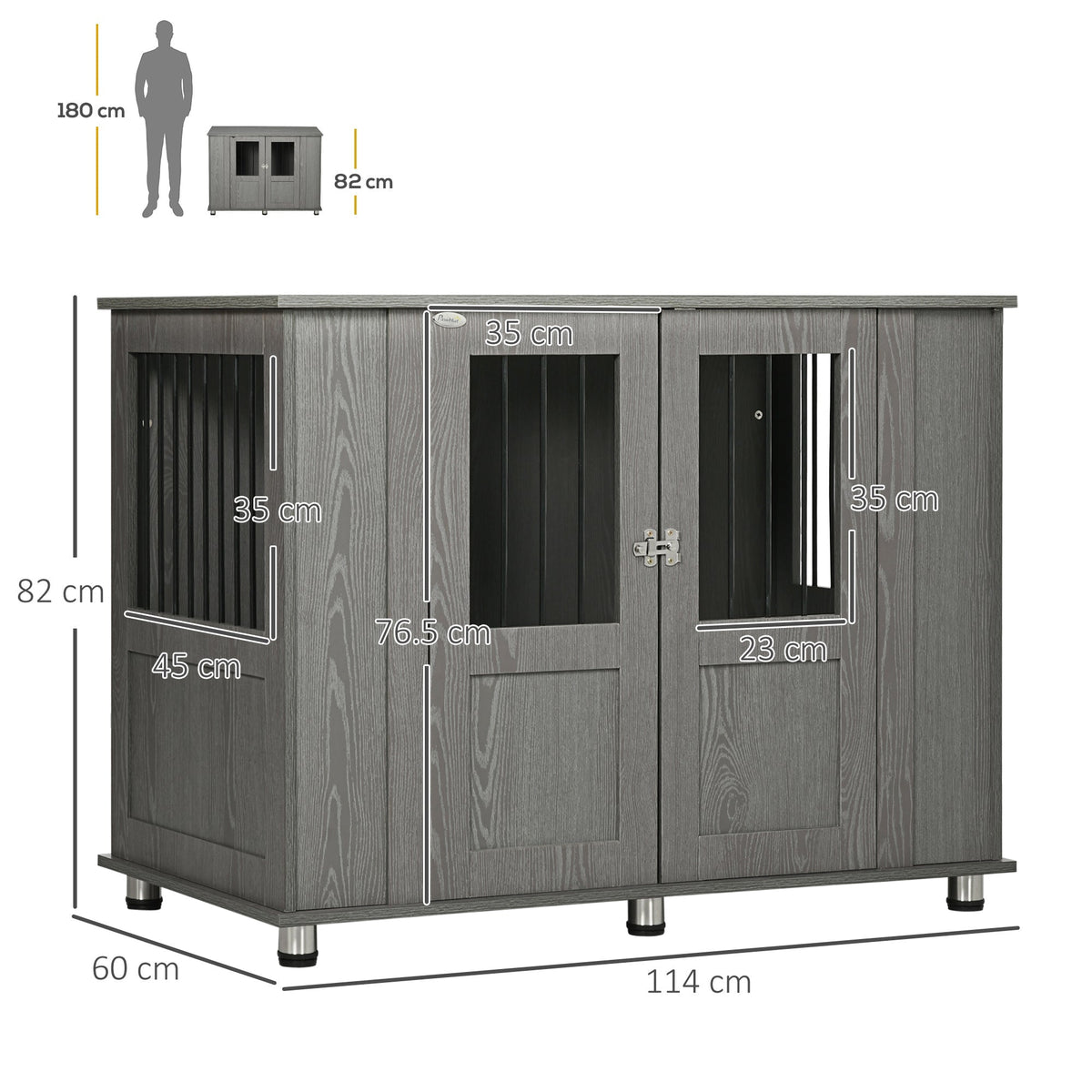 Dog Cage with Lock, Magnetic Door, Window for Extra Large Dogs, Gray