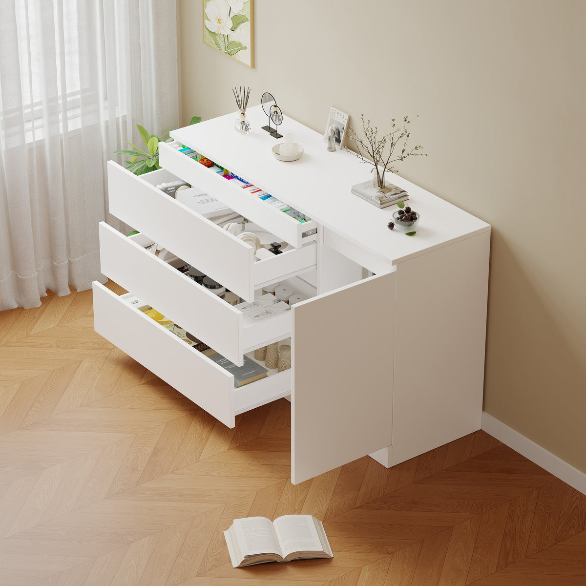 Bedroom Chest of Drawers, Storage Cabinet with Drawers and Hidden Compartments