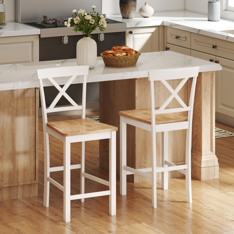 Kitchen Chairs, Curved Slatted Back, Rubberwood White